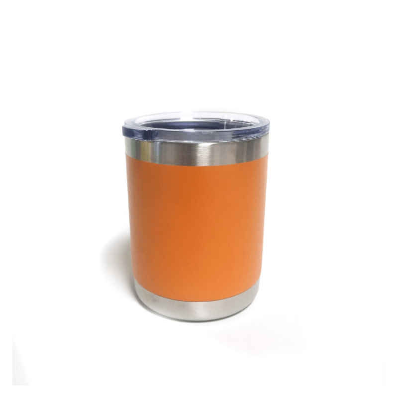 orange 300ml orange stainless steel vacuum mug with polished steel accents – ideal for picnics, road trips, or travel