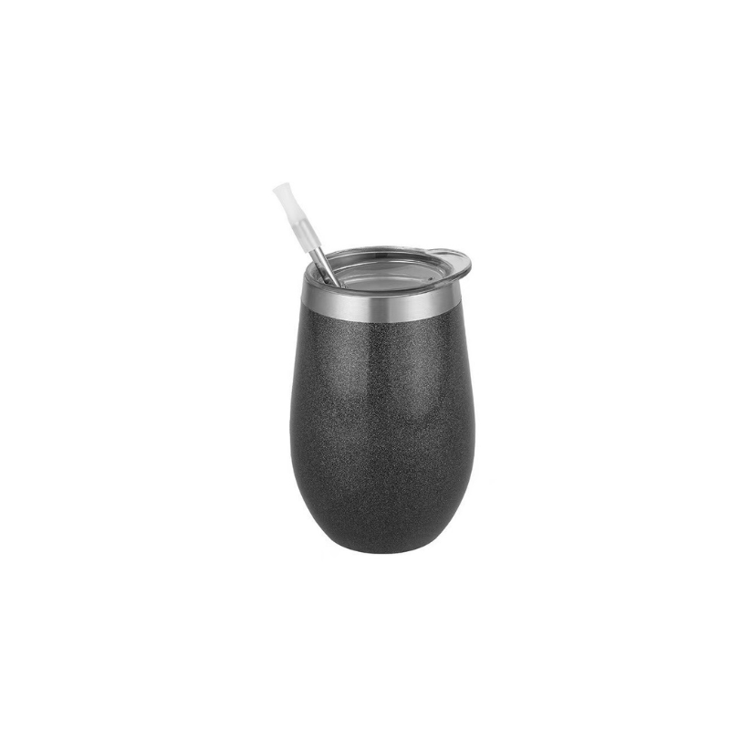 rainbow painted black Branded 420ml Wine Tumbler with Straw & Cleaning Set in Rainblow Black