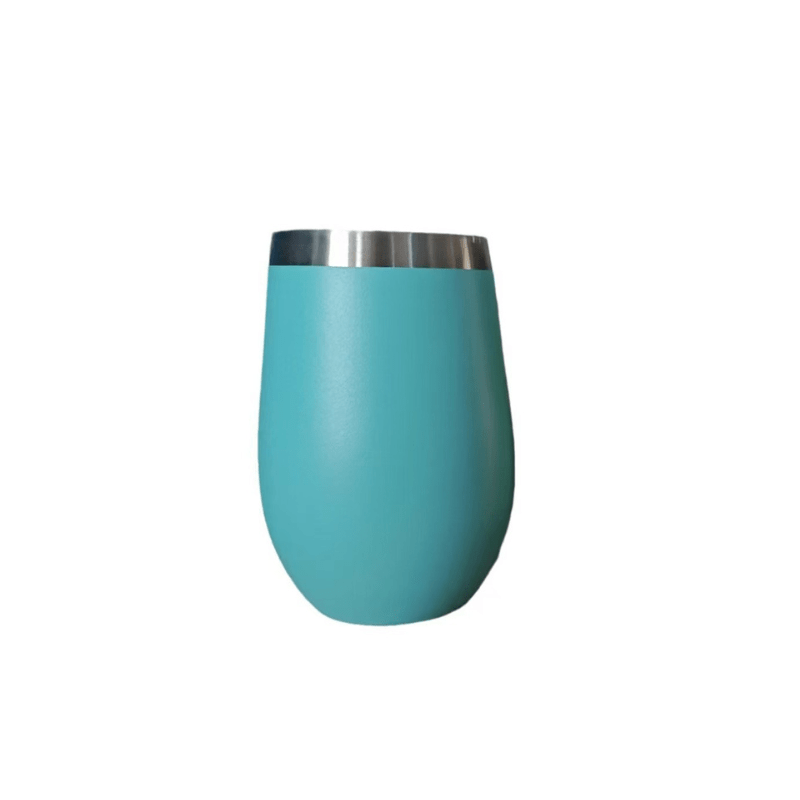 teal Branded 420ml Wine Tumbler with Straw & Cleaning Set in Teal Colour
